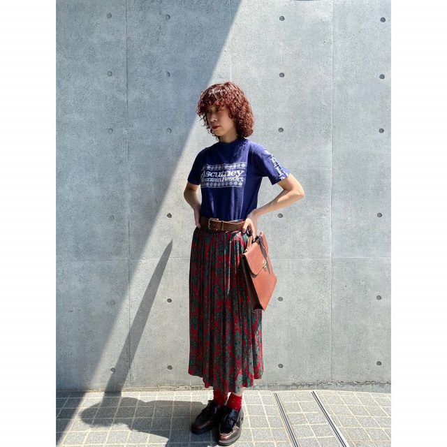 【women's】
•print t-shirt
•paisley pattern skirt 
•embroidered leather belt 
•leather bag 

#alaska_tokyo
#vintage
#shimokitazawa
#usedclothing